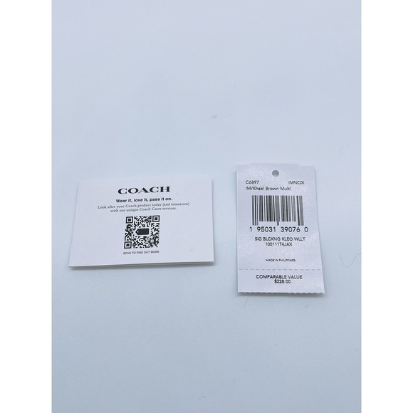 Coach C6897 Kleo Wallet In Blocked Signature Canvas Khaki Brown NWT Org $228 - Picture 6 of 10